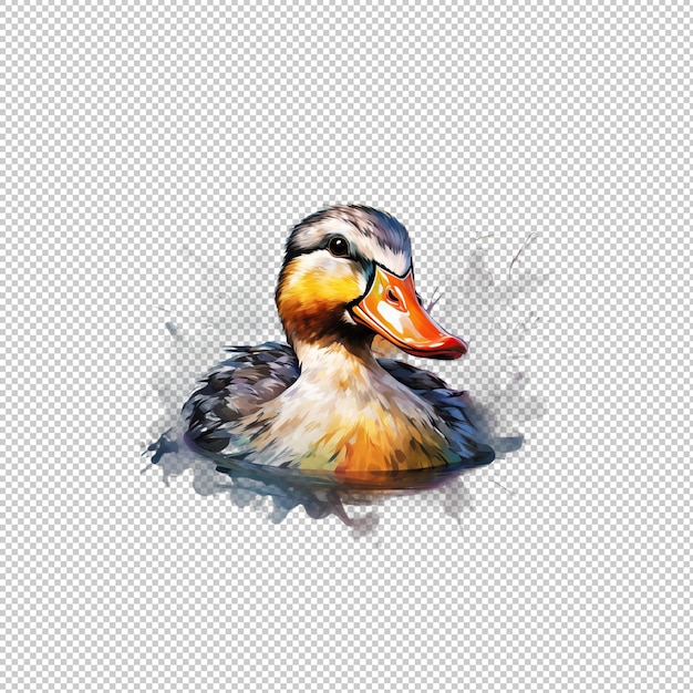 PSD watecolor logo duck isolated background isolat