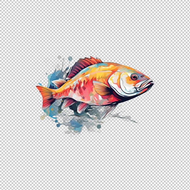 Watecolor logo fish isolated background isolat