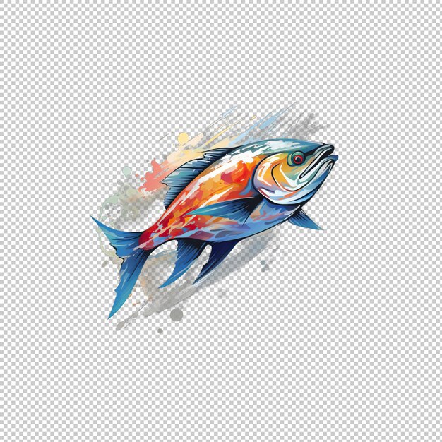 Watecolor logo fish isolated background isolat