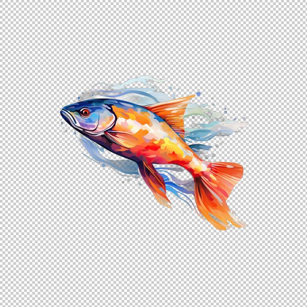 PSD watecolor logo fish isolated background isolat