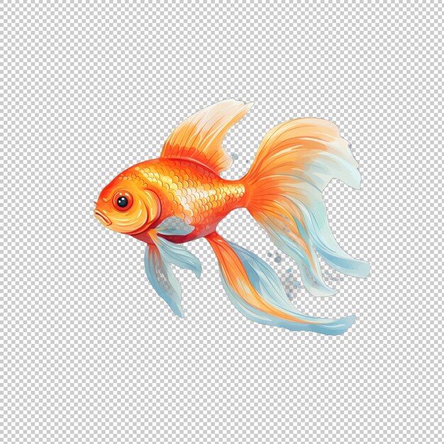 PSD watecolor logo goldfish isolated background is