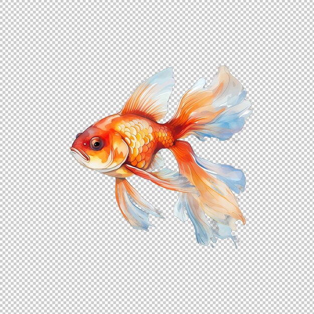 PSD watecolor logo goldfish isolated background is