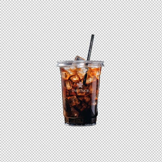 PSD watecolor logo iced americano isolated backgro