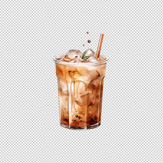 PSD watecolor logo iced cappuccino isolated backgr