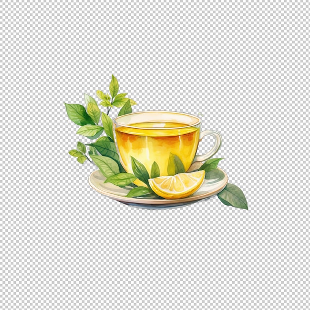 PSD watecolor logo lemon tea isolated background i