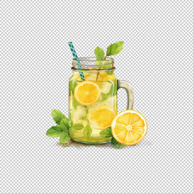 PSD watecolor logo lemonade isolated background is