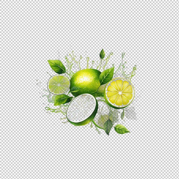 PSD watecolor logo lime water isolated background