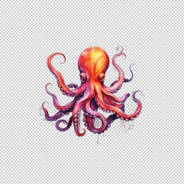 Watecolor logo octopus isolated background iso