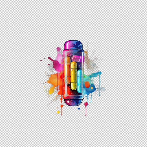 PSD watecolor logo painkiller isolated background