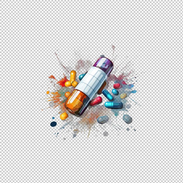 PSD watecolor logo painkiller isolated background