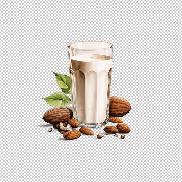 Watecolor-logo pecan milk geïsoleerde achtergrond