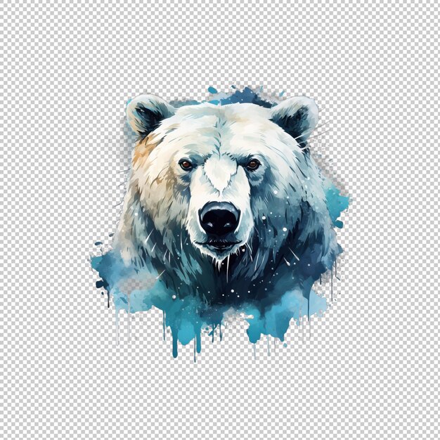 PSD watecolor logo polar bear isolated background