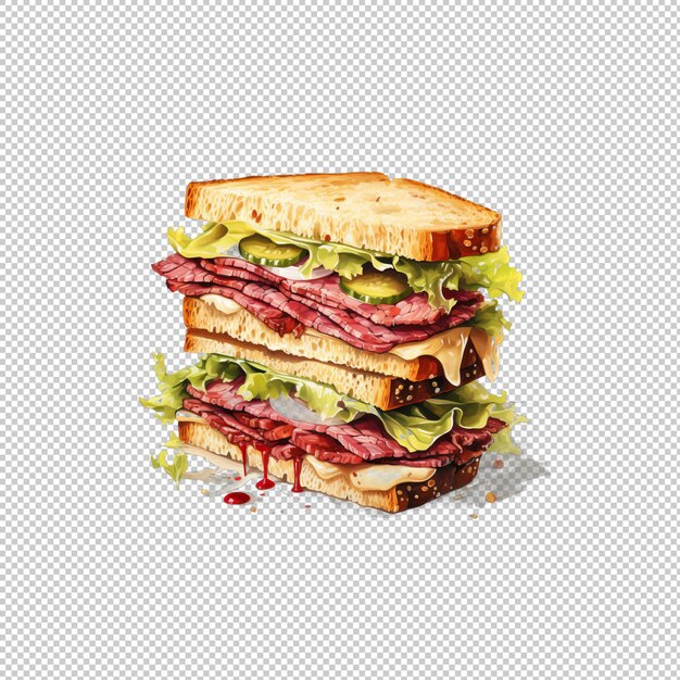 PSD watecolor logo reuben sandwich isolated backgr