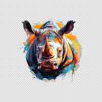PSD watecolor logo rhino geïsoleerde achtergrond isola