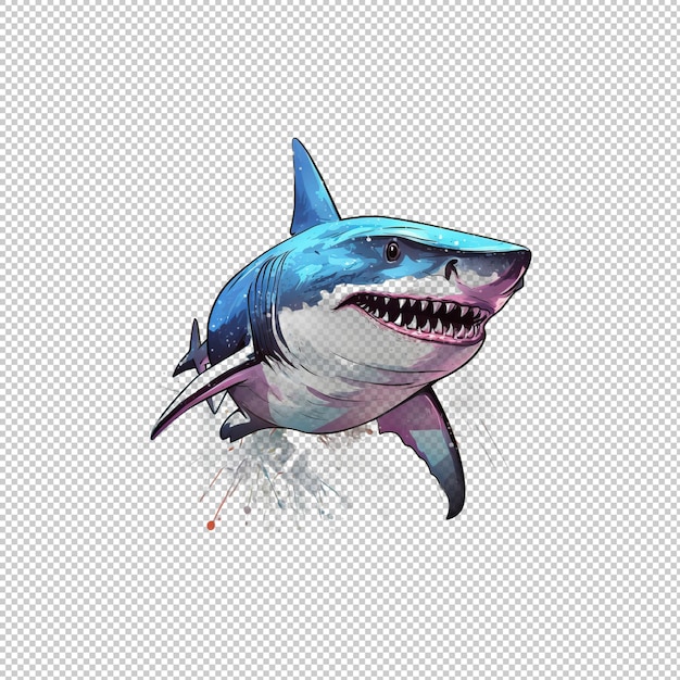 Watecolor logo shark isolated background isola