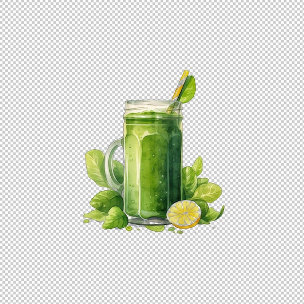 Watecolor logo spinach juice isolated backgrou