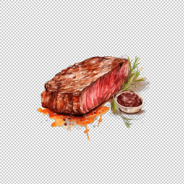 PSD watecolor logo steak isolated background isola