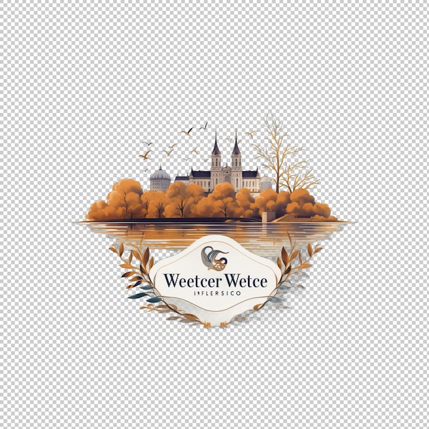 Watecolor logo Vienna Coffee isolated backgrou