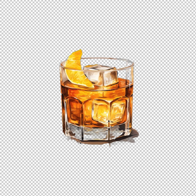 PSD watecolor logo whiskey sour isolated backgroun