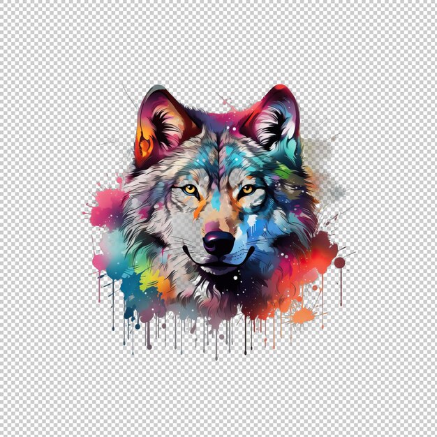 PSD watecolor logo wolf geïsoleerde achtergrond isolat