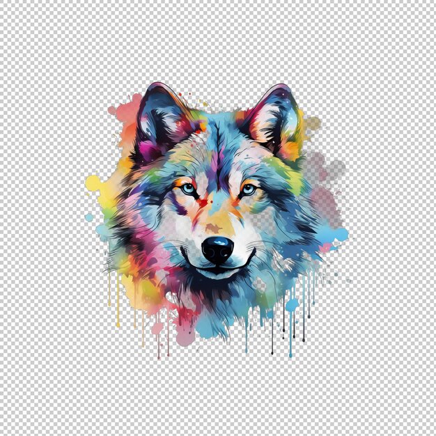 PSD watecolor logo wolf isolated background isolat