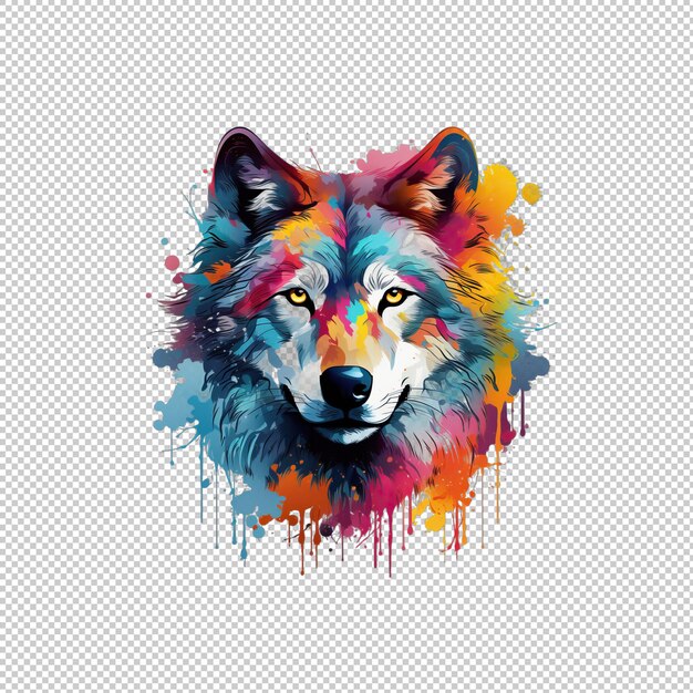 PSD watecolor logo wolf isolated background isolat