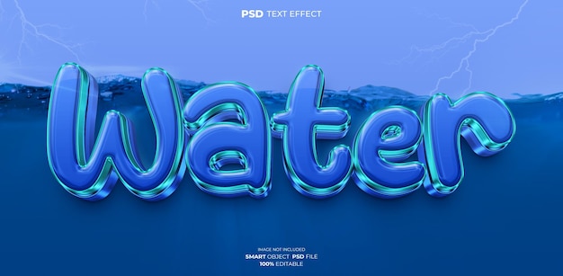 Water 3d bewerkbaar teksteffect