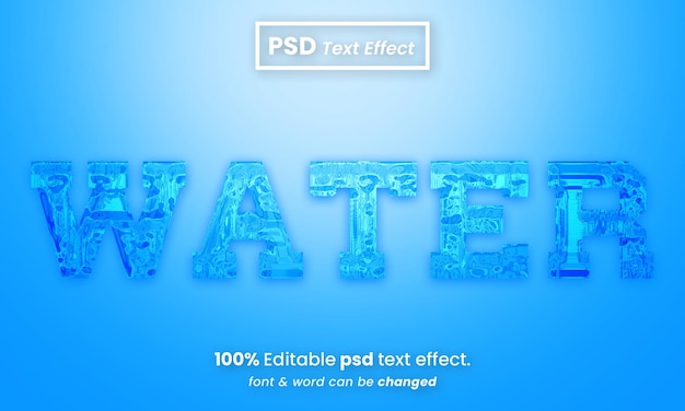 water 3d editable premium psd water text effect
