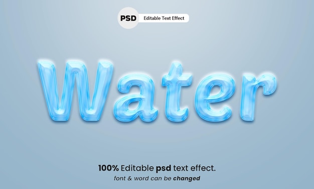 水 3 d 編集可能な psd プレミアム テキスト効果