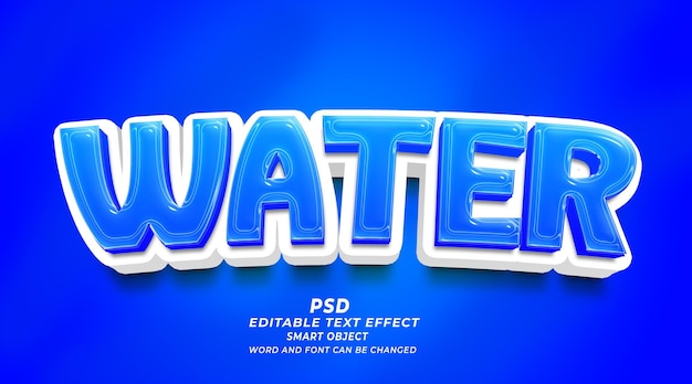 Water 3d editable text effect photoshop template with background