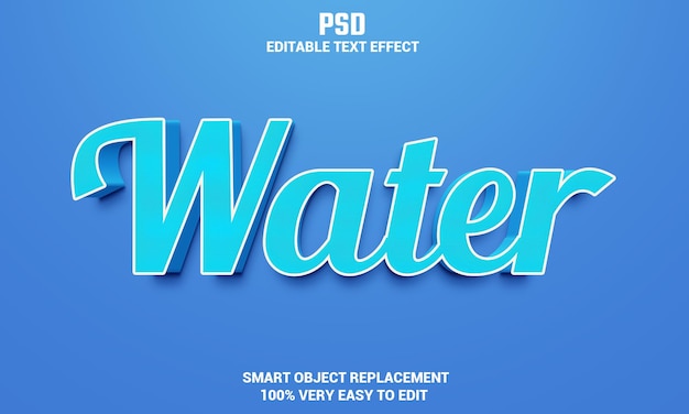 Water 3d editable text effect with background Premium Psd