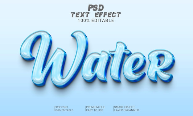 Water 3d text effect psd file