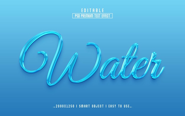 Water 3d text effect style template premium