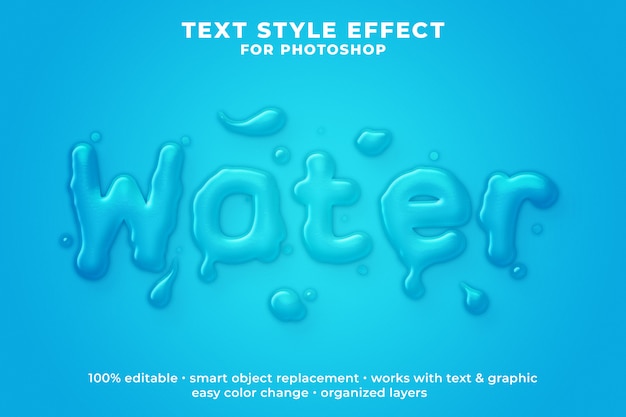 Water 3d text style effect psd template