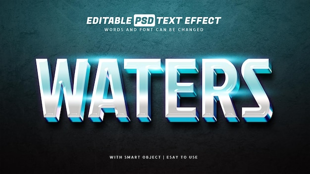 Water blue 3d gradient text effect