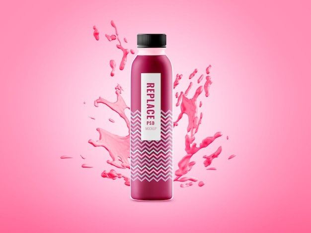 PSD water bottle minimal splash advertising mockup