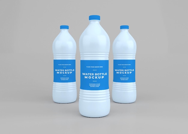 Water bottle mockup design in 3d rendering isolated