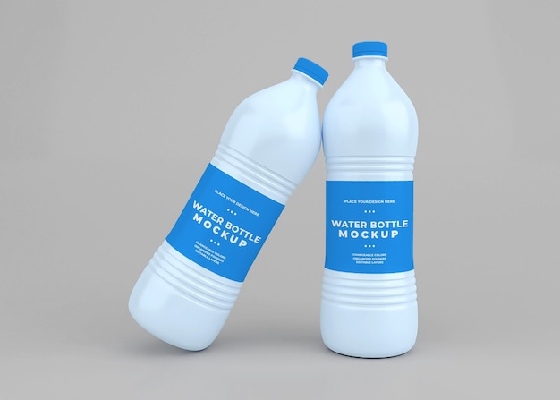 Water bottle mockup design in 3d rendering isolated