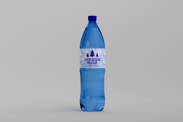 Mockup di bottiglia d'acqua su sfondo bianco