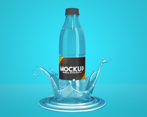 Water Bottle with Splash Mockup
