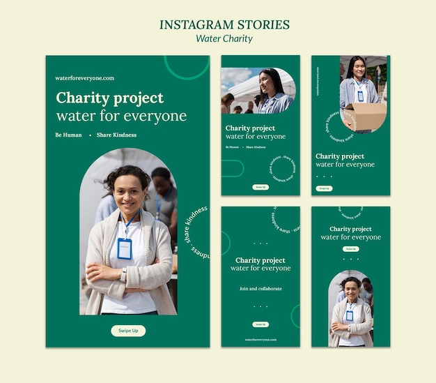 Modello di progettazione della storia di insta di beneficenza dell'acqua