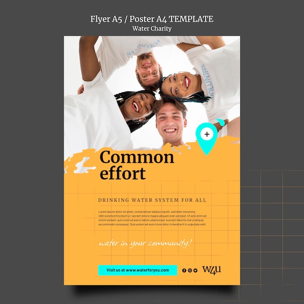 PSD water charity poster design template