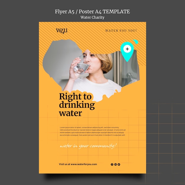 PSD Шаблон дизайна плаката благотворительной воды