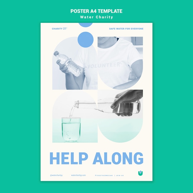 PSD water charity poster design template