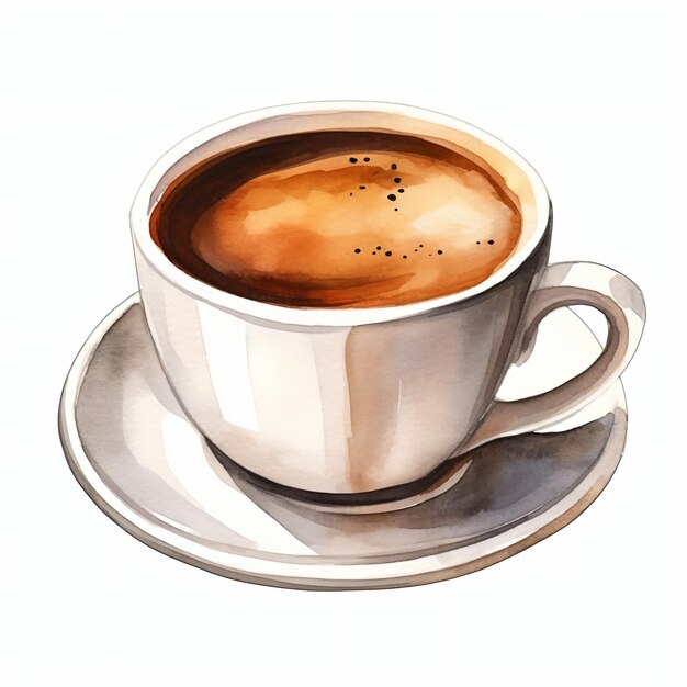 PSD water color about cup of coffee on white