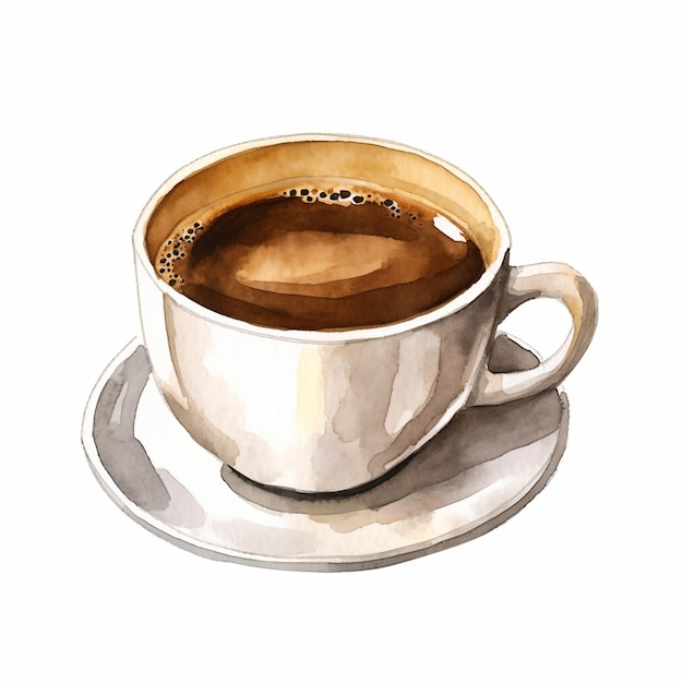 PSD water color about cup of coffee on white