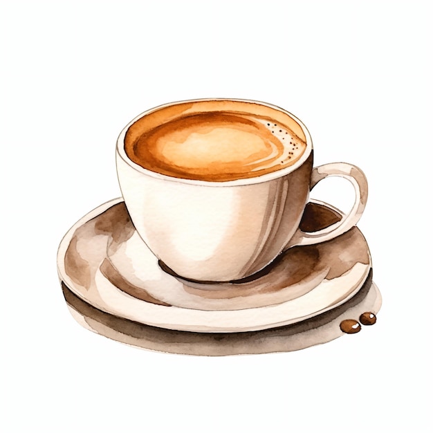 PSD water color about cup of coffee on white