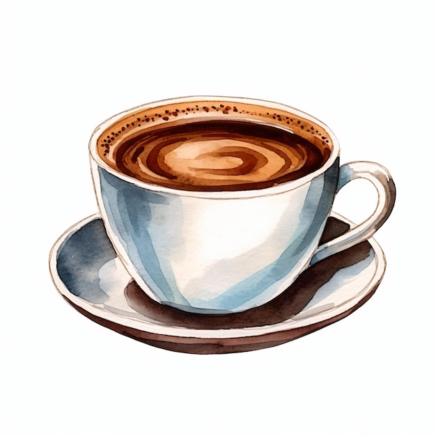 PSD water color about cup of coffee on white