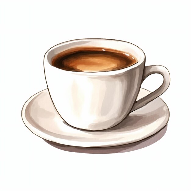 Water color about cup of coffee on white