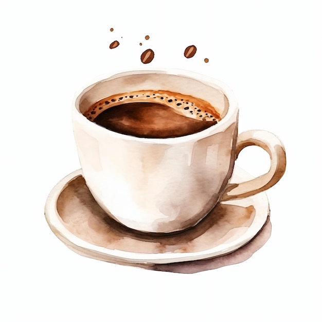 PSD water color about cup of coffee on white